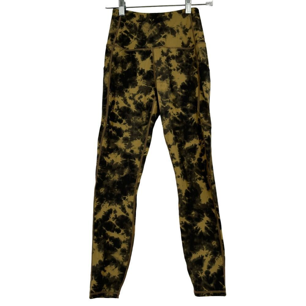 Varley Ankle Leggings Gold Brown Print Exercise Yoga Pants Athletic Women's S